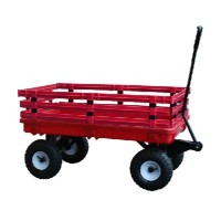 Millside Industries 04795 20 in. x 38 in. Red Plastic Deck Wagon with 4 in. x 10 in. Tires   